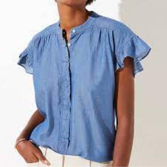 LOFT Top SP Ruffle Blue - Picture 5 of 5